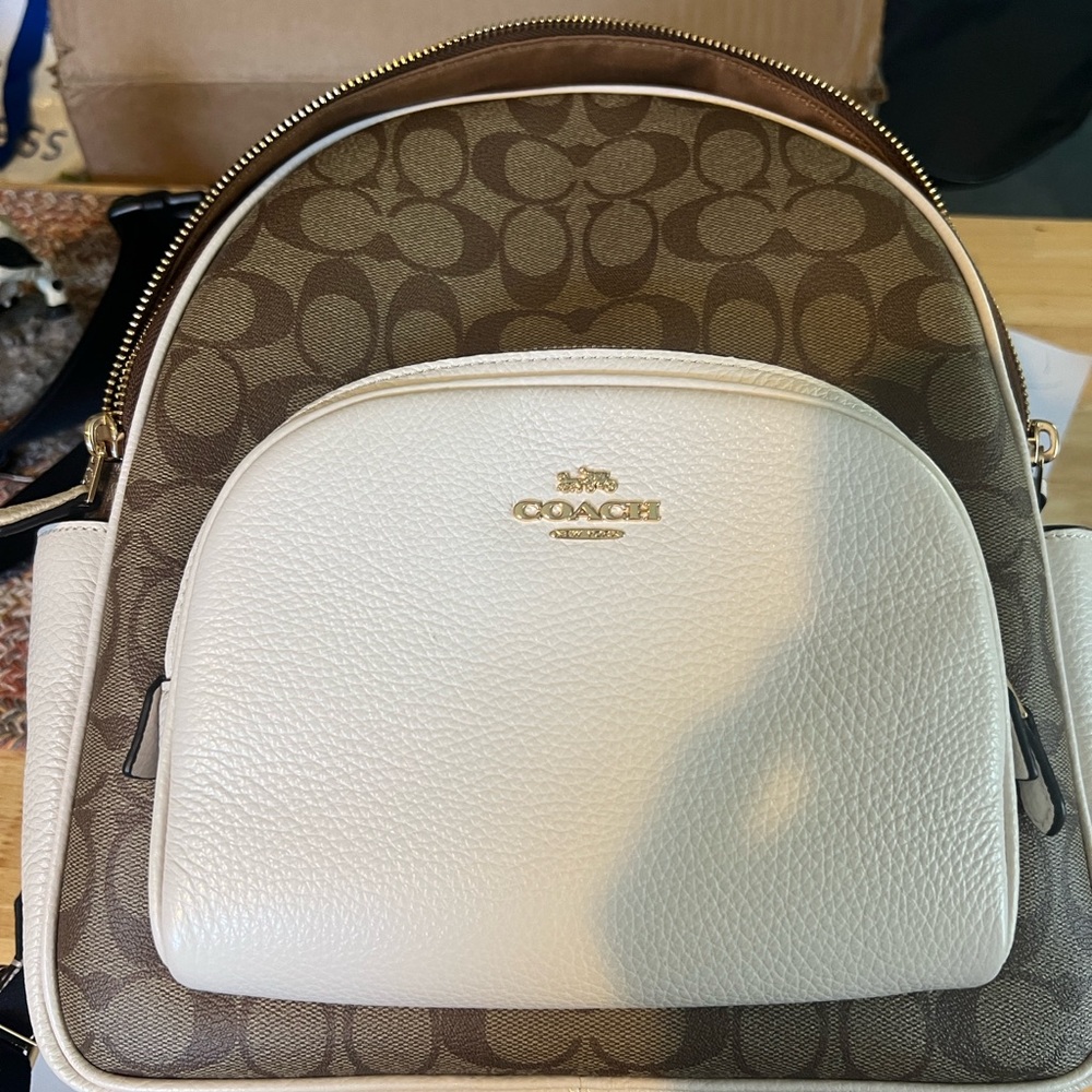 Coach Tan and Brown Backpack